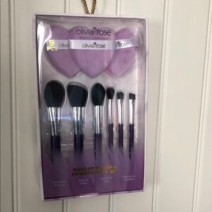Olivia Rose 9-Piece Purple Makeup Brush & Powder Puff Set